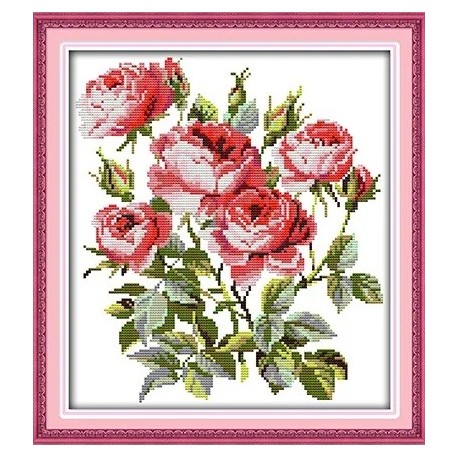Цветущие розы Набор для вышивания крестом с печатной схемой на ткани Joy Sunday H521JS