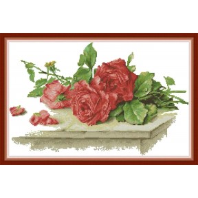 Троянди на столі Набір для вишивання хрестиком з друкованою  схемою на тканині Joy Sunday H814JS
