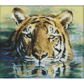 Тигр в воде Набор для вышивания крестом с печатной схемой на ткани Joy Sunday D185