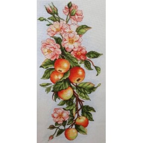 Цветы и яблоки Набор для вышивания крестом с печатной схемой на ткани Joy Sunday J241