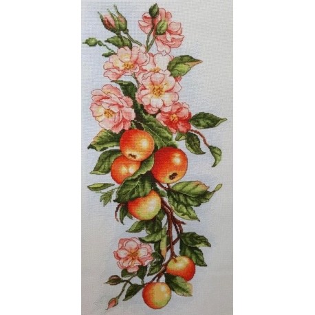 Цветы и яблоки  Набор для вышивания крестом с печатной схемой на ткани Joy Sunday J241