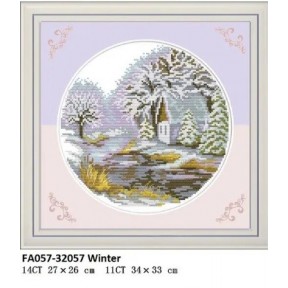 Зима Набір для вишивання хрестиком з друкованою  схемою на тканині Joy Sunday FA057