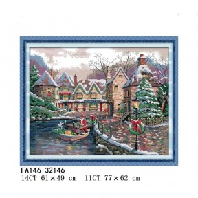 Рождественский городок Набор для вышивания крестом с печатной схемой на ткани Joy Sunday FA146