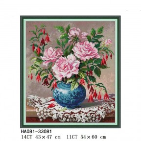 Троянди і фуксія Набір для вишивання хрестиком з друкованою  схемою на тканині Joy Sunday HA081