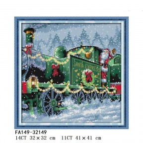 Різдвяний потяг Набор для вышивания крестом с печатной схемой на ткани Joy Sunday FA149