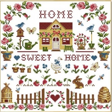 Милый дом Набор для вышивания крестиком с печатной схемой на ткани Joy Sunday KB209