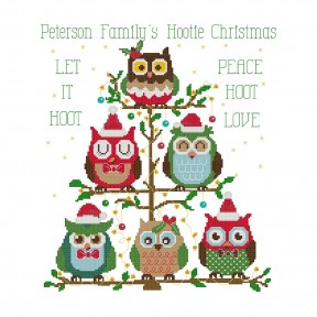 Рождественские совы Набор для вышивания крестиком с печатной схемой на ткани Joy Sunday KB227