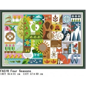 Четыре сезона  Набор для вышивания крестом с печатной схемой на ткани Joy Sunday FA378