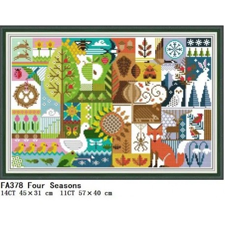 Четыре сезона  Набор для вышивания крестом с печатной схемой на ткани Joy Sunday FA378
