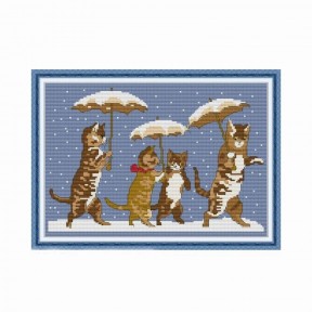 Прогулка под зонтом Набор для вышивания крестиком с печатной схемой на ткани Joy Sunday DA474