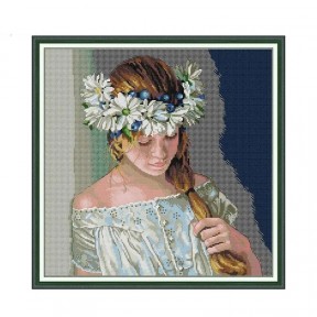 Девушка в венке Набор для вышивания крестиком с печатной схемой на ткани Joy Sunday RA550