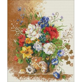 Красивий букет Набір для вишивання хрестиком з друкованою  схемою на тканині Joy Sunday H309