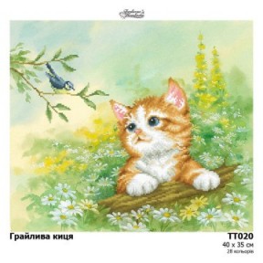 Игривая кошка Схема для вышивания бисером на ткани Барвиста Вишиванка ТТ020пн4035