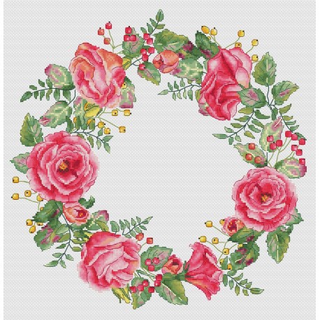 Схема для вышивания крестиком Ксения Вознесенская Венок Розы СХ-007КВ