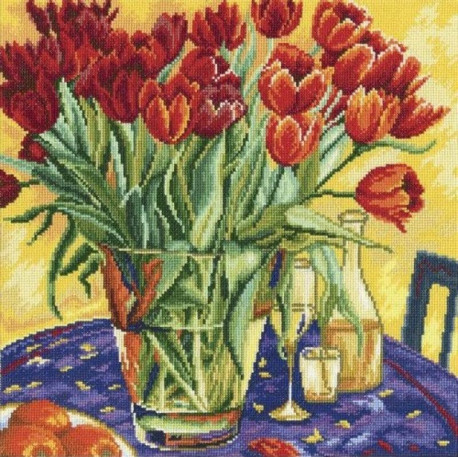 Набір для вишивки хрестиком RTO M376 Тюльпани на столі фото