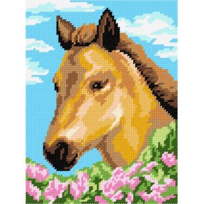 Кінь у бузкових кущах Набір для вишивання по канві з малюнком Quick Tapestry TH-02