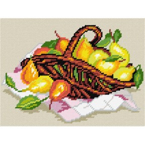 Натюрморт «Груші в кошику» Набір для вишивання на канві з малюнком Quick Tapestry TH-04
