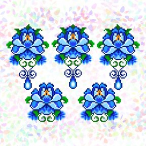 Квіткові візерунки (5 фрагментів) Флизелін пришивний водорозчинний з малюнком Confetti K-367