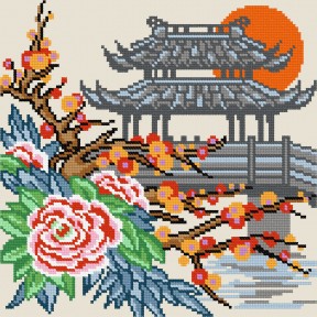 Японский сад Набор для вышивания крестом Чарівниця N-2215