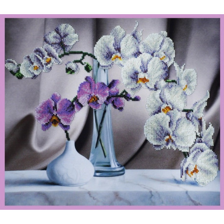 Набор для вышивания Картины Бисером Р-243 Натюрморт с орхидеями