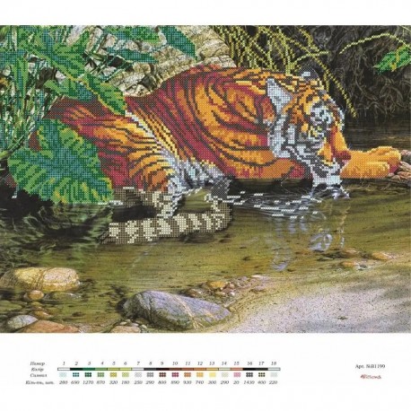 Тигр у воді Схема для вишивання бісером Alisena B-1199 фото