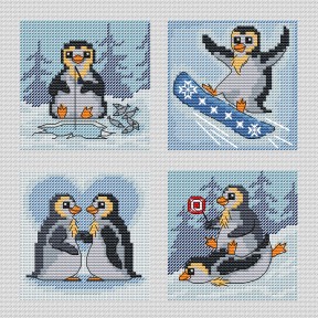 Пингвинята Электронная схема для вышивания крестиком КБ-0273СХ