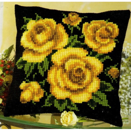 Набор для вышивки подушки Vervaco 1200/542 Жёлтые чайные розы