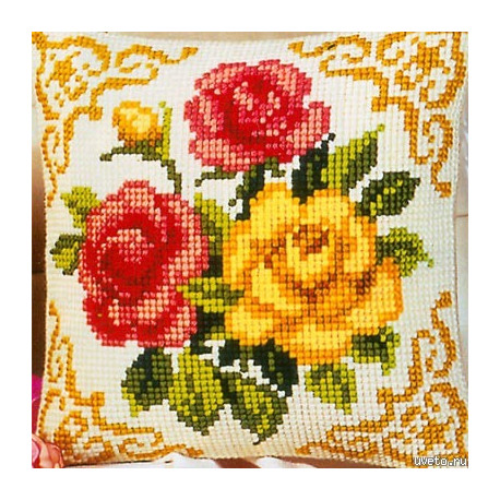 Набор для вышивки подушки Vervaco 1200/613 Разноцветные розы