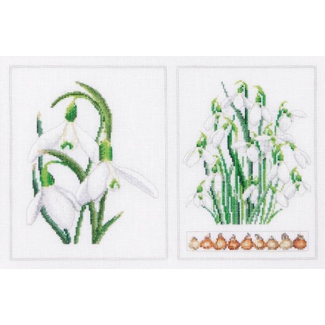 Набір для вишивання хрестиком Snowdrops Panel Linen Thea