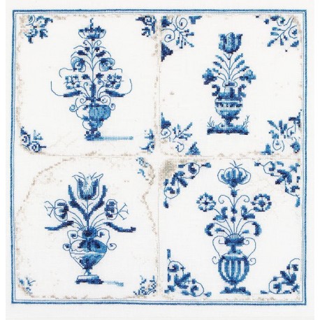 Набір для вишивання хрестиком Antique Tiles. Flower Vases Linen