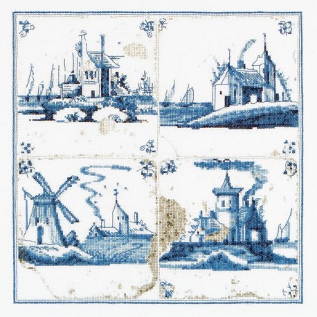 Набор для вышивки крестом Antique Tiles. Villages Linen Thea Gouverneur 484