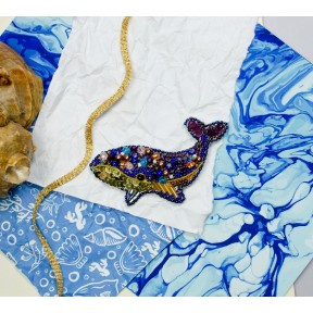 Синий кит Набор для вышивки бисером украшения на натуральном художественном холсте Абрис Арт AD-239
