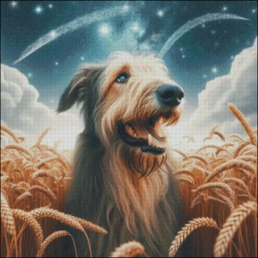 Собака в пшеничном поле Электронная схема для вышивания крестиком Инна Холодная С-0016ИХ