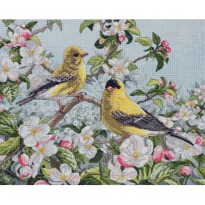 Птицы на цветах яблони Набор для вышивания крестом Classic Design 4580
