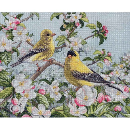 Птахи на цвіті яблуні Набор для вишивання хрестом Classic Design 4580
