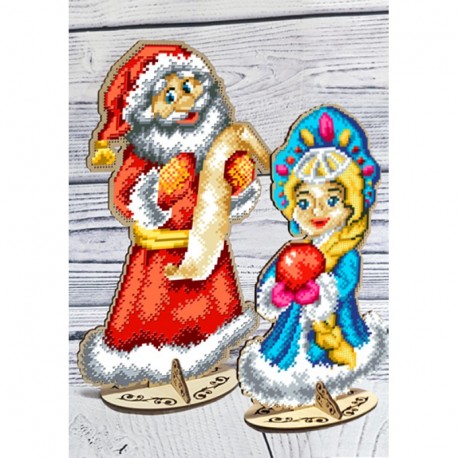 Дед Мороз и Снегурочка Набор из фанеры под вышивку бисером Mini Biser-Art 93040502ба