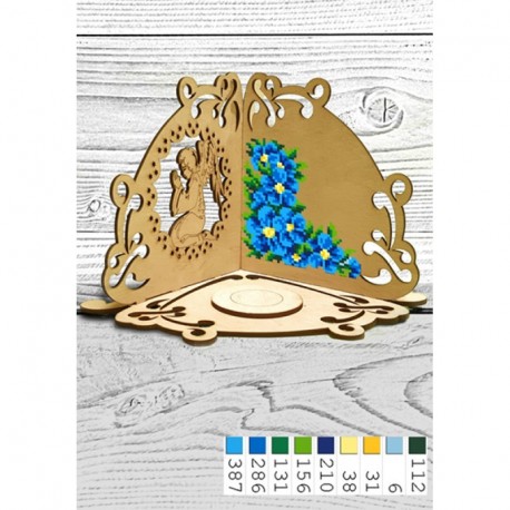 Голубые цветы. Подсвечник Набор из фанеры под вышивку бисером Biser-Art 51003ба