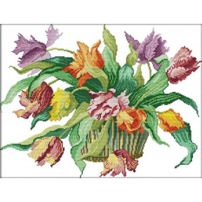 Тюльпаны  Набор для вышивания крестом с печатной схемой на ткани Joy Sunday H413