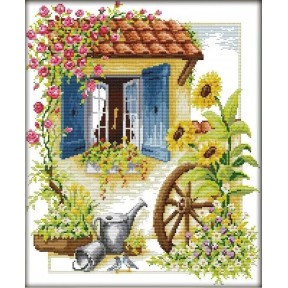 Квітковий двір (3) Набір для вишивання хрестиком з друкованою  схемою на тканині Joy Sunday F055-3JS