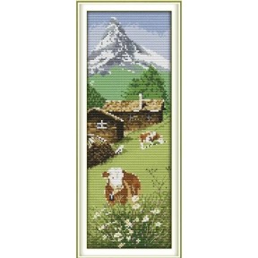 Альпи Набір для вишивання хрестиком з друкованою  схемою на тканині Joy Sunday F208JS