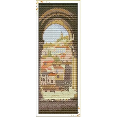 Испанская арка Набор для вышивания крестом с печатной схемой на ткани Joy Sunday F366-ct14JS