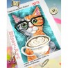 Кот с кофе (полная зашивка) Схема для вышивки бисером Biser-Art B573ба