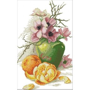 Квіти та апельсини Набір для вишивання хрестиком з друкованою схемою на тканині Joy Sunday J407