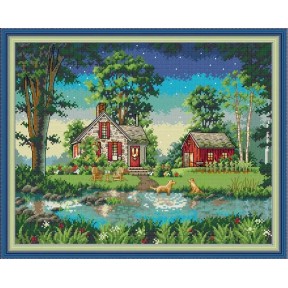 Загородный дом Набор для вышивания крестом с печатной схемой на ткани Joy Sunday FA303