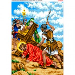 Иисус второй раз падает под крестом Схема для вышивки бисером Biser-Art B691ба
