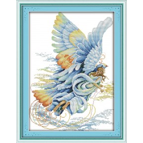 Ангел в голубом Набор для вышивания крестом с печатной схемой на ткани Joy Sunday RA025