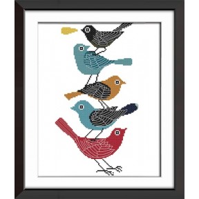 Птицы в ряд Набор для вышивания крестом с печатной схемой на ткани Joy Sunday DA015