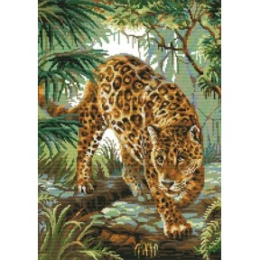 Леопард у джунглях Набір для вишивання хрестиком з друкованою схемою на тканині Joy Sunday DA266