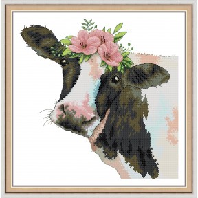 Красива корова Набір для вишивання хрестиком з друкованою схемою на тканині Joy Sunday DA608
