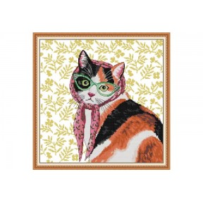 Мама-кішка Набір для вишивання хрестиком з друкованою схемою на тканині Joy Sunday DA694